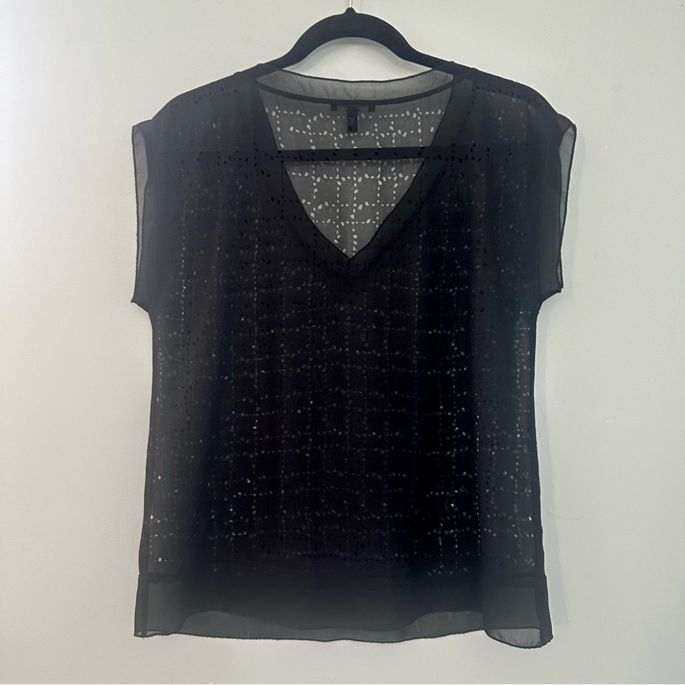Eileen Fisher Black Sheer Blouse